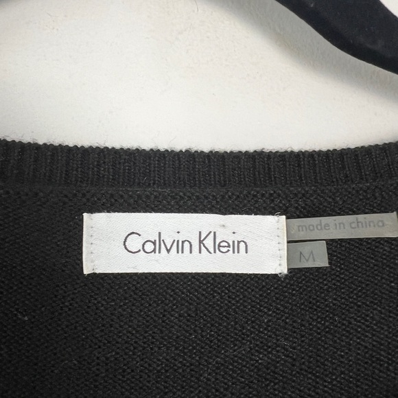 Calvin Klein Size M Long Sleeve Black & White Striped Sweater Dress Career Shift - Picture 8 of 9